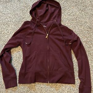 eddie bauer maroon zip up sweatshirt with hood